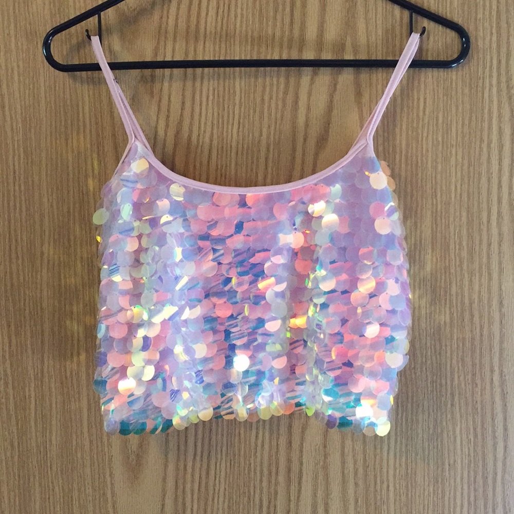 Iridescent Sequin Festy Crop Top